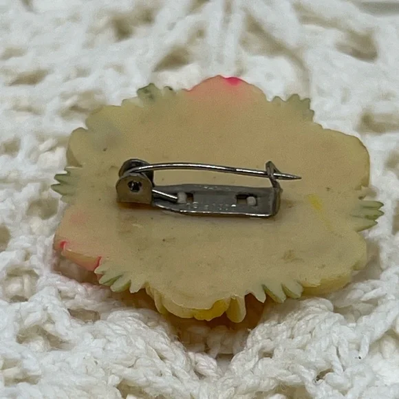 Antique Rare collectible Celluloid stamped brooch - Picture 2 of 3